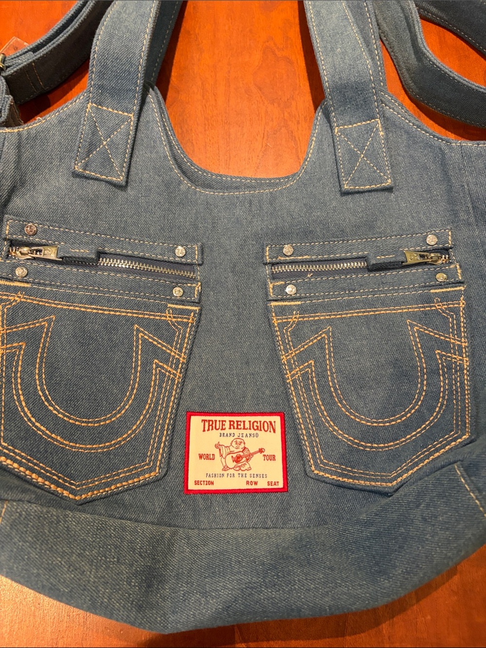 True Religion Denim Tote with embroidered pockets with zips - Picture 14 of 14